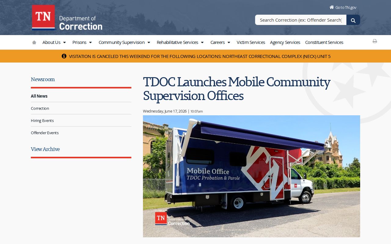 Tipton County arrest records and TDOC mobile supervision offices