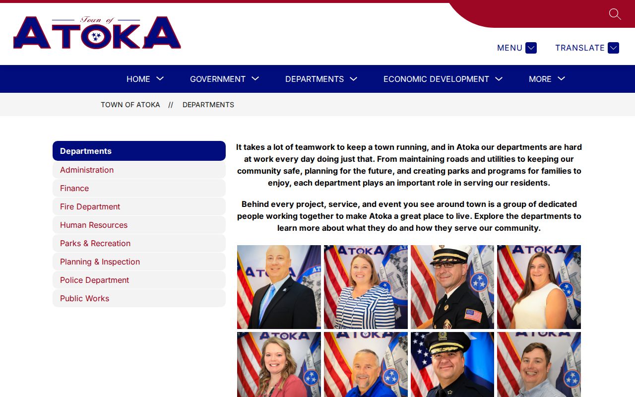 Atoka criminal history and town department record directory