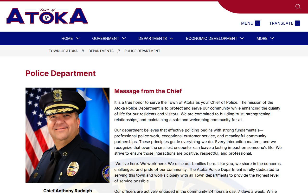 Atoka Police Department criminal record service page