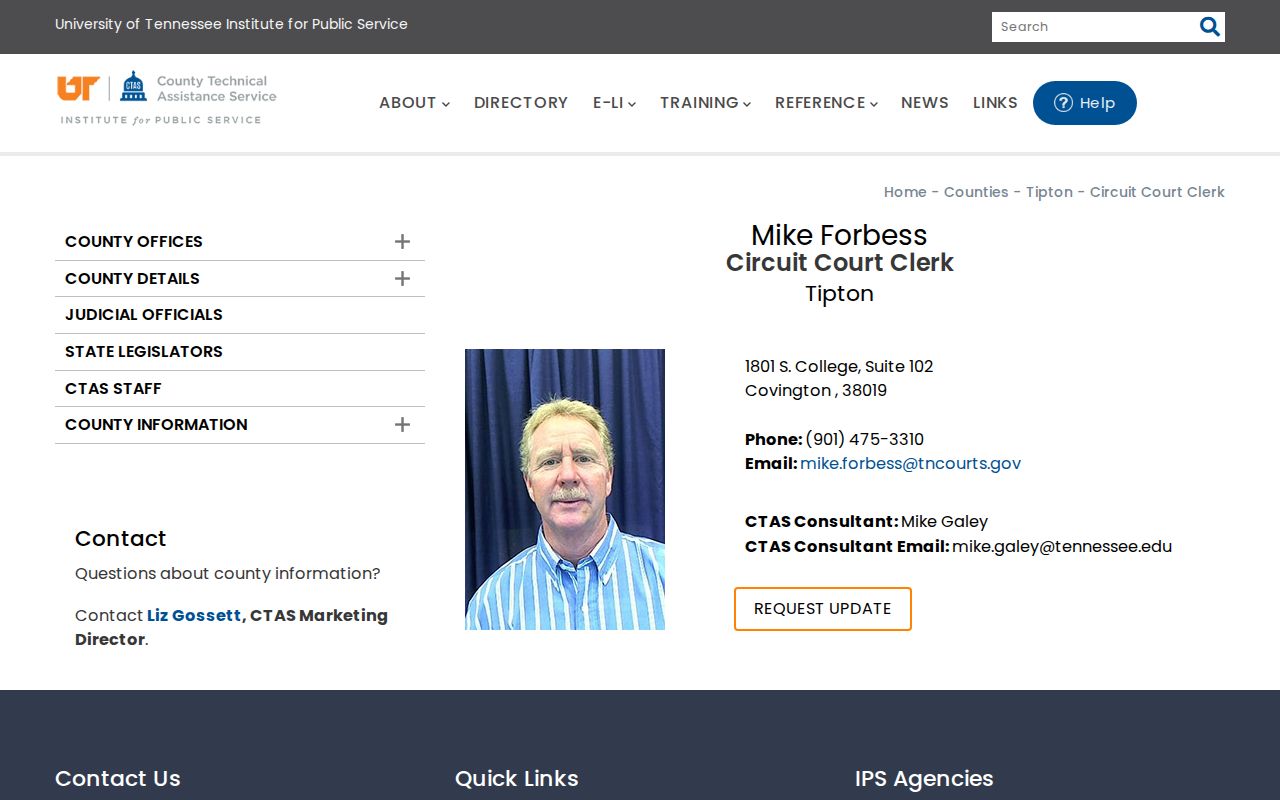 Tipton County criminal court case clerk directory