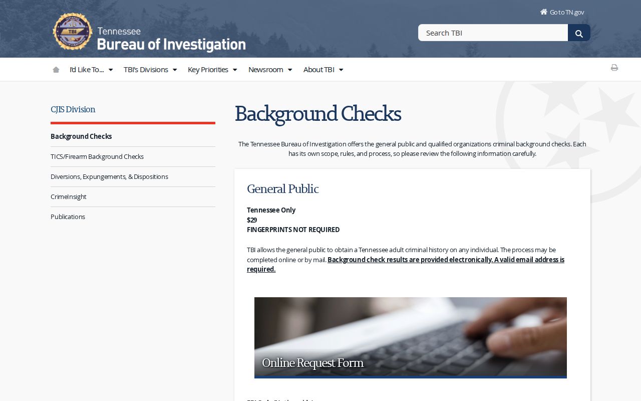 Tipton County criminal history TBI background check overview