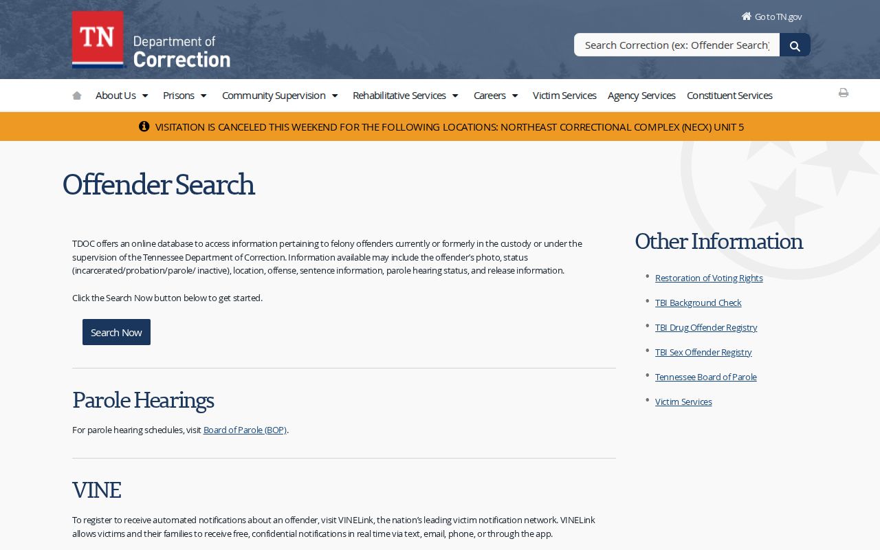 Tipton County criminal records TDOC FOIL overview