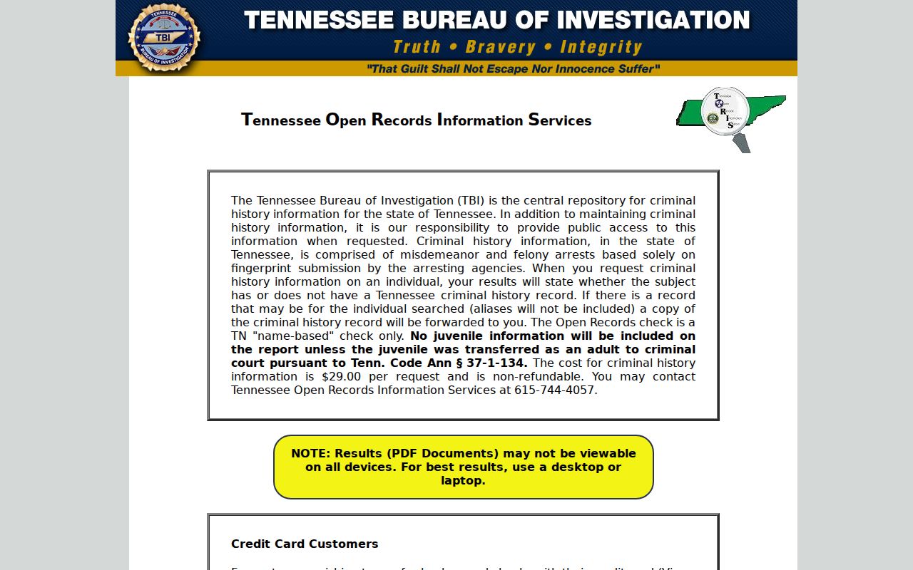 Tipton County criminal history TORIS order interface